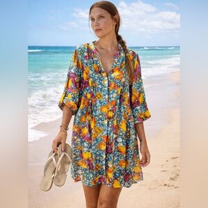 NEW Summer Button-down Women’s Dress Kaftan Beach Coverup, ONE size